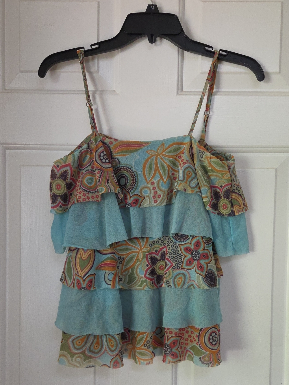 Daiay & Clover Women’s Aqua Multi-Print Ruffle Cami Top